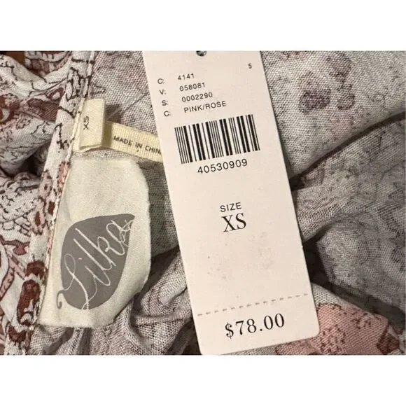 NEW WITH TAGS Anthropologie Lilka Pink Paisley Tunic Dress Top Blouse Flowy Wom - Picture 7 of 8